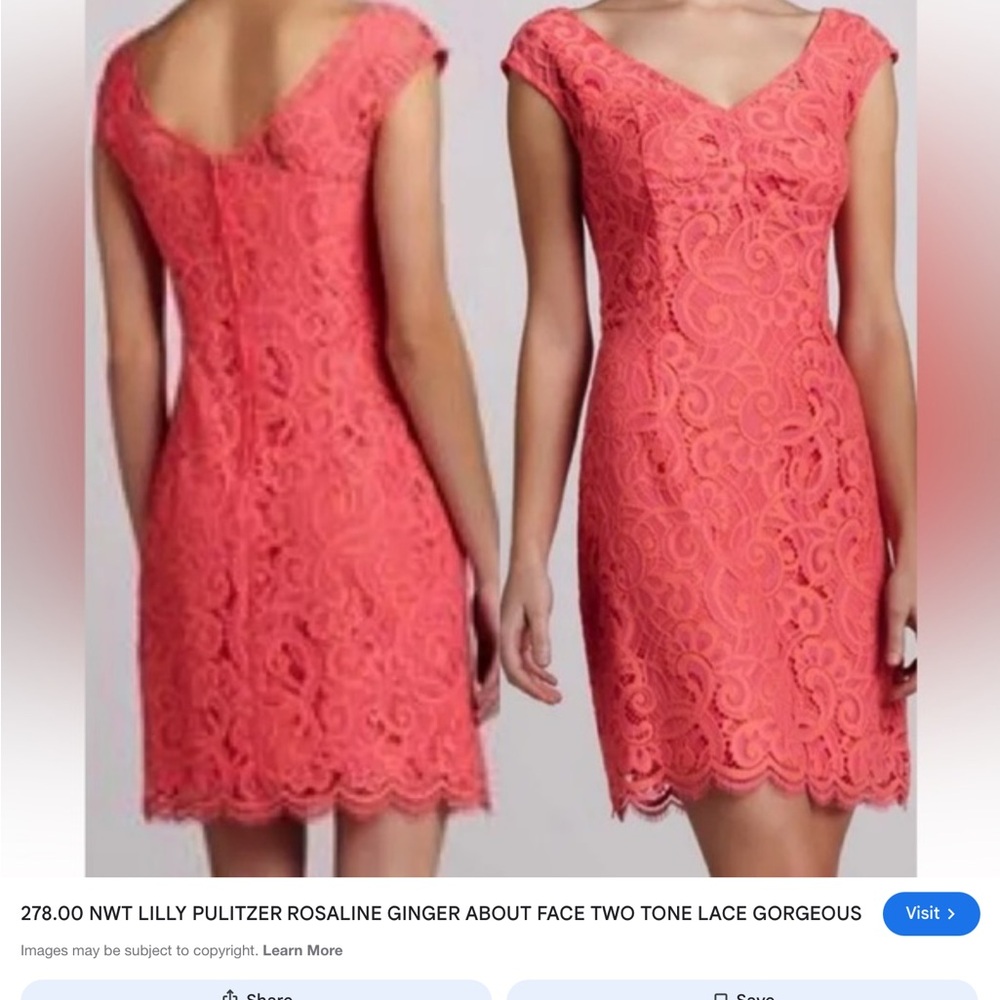 Lilly Pulitzer Pink Coral Lace Sheath Mini Dress Sweetheart size 00